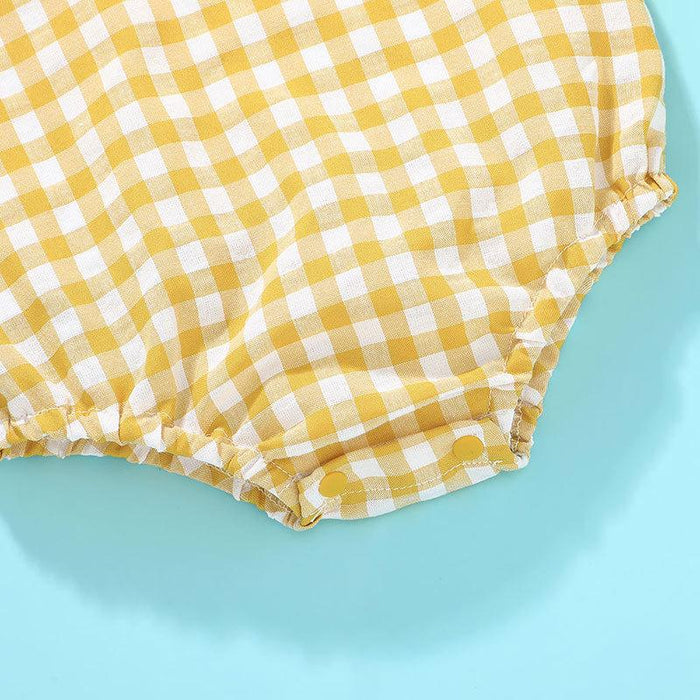 Girls Summer Sleeveless Plaid Jumpsuit