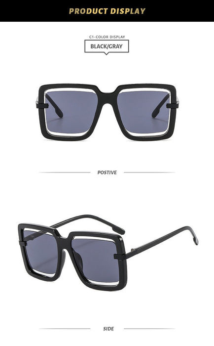Hollow out large frame sunglasses