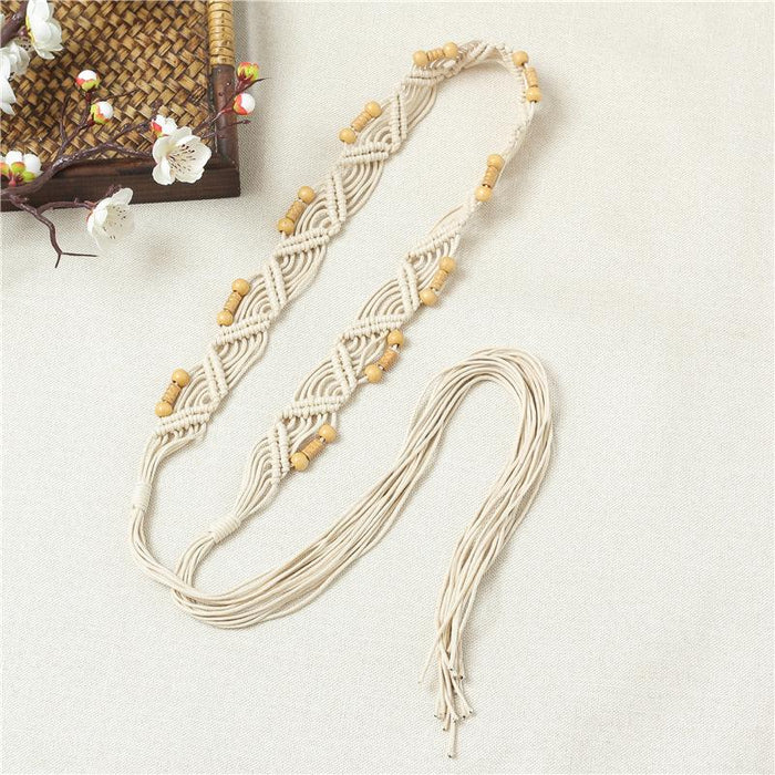 Bohemian Vintage woven national style thin belt waist chain dress decoration