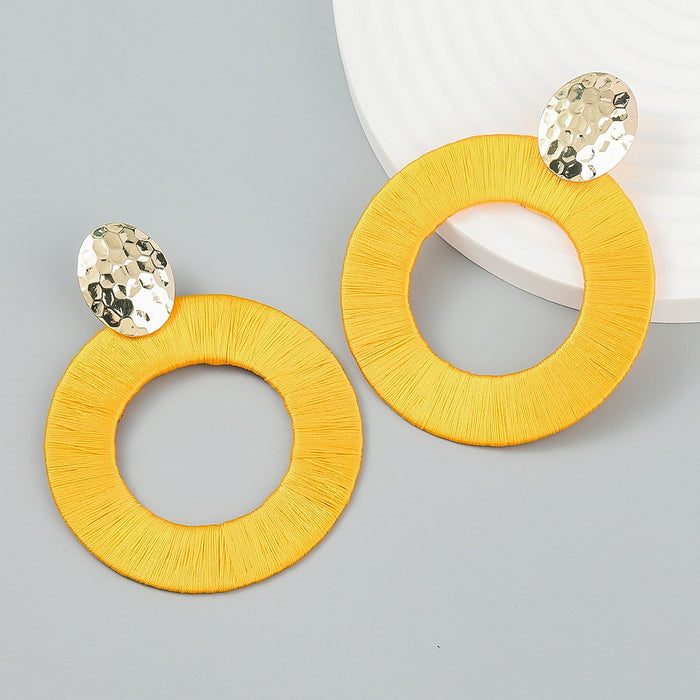 Exaggerated Large Round Braided Geometric Earrings