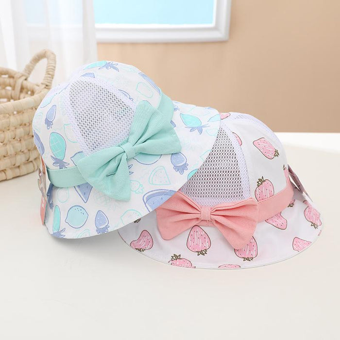 Summer Cute Fruit Bow Children's Hollow Net Hat Bucket Hat