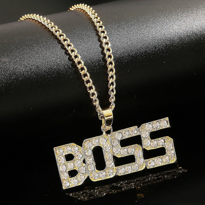 Punk Hip-hop Letter Full Diamond Necklace
