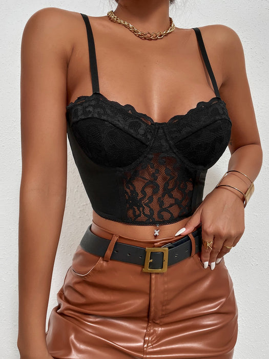 Lace Sexy Tanks Tops Women Slim Black Vest