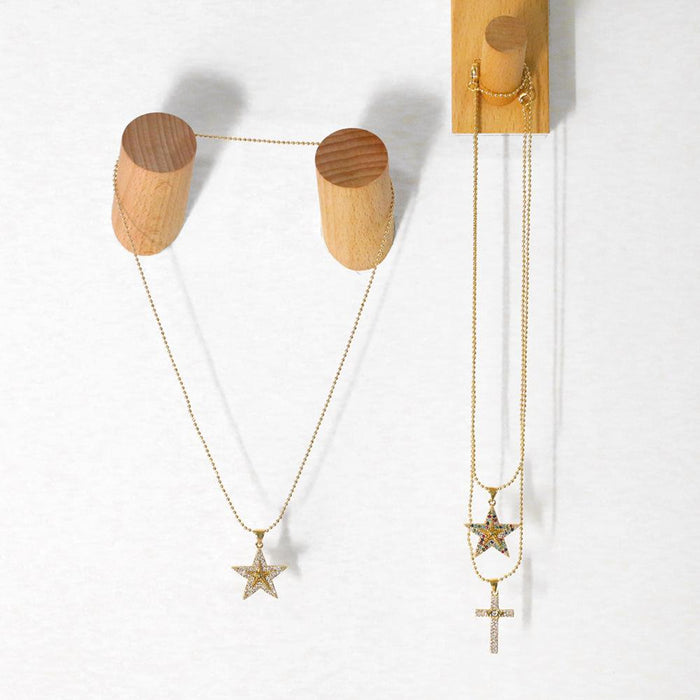 Simple Fashion Color Diamond Five Pointed Star Clavicle Chain