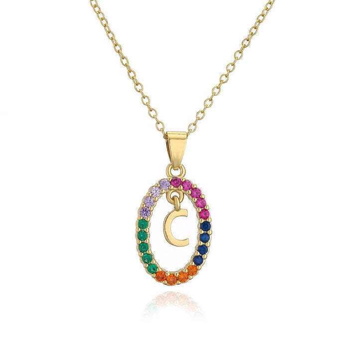 Ins Small Fresh 26 English Letter Zircon Pendant Necklace