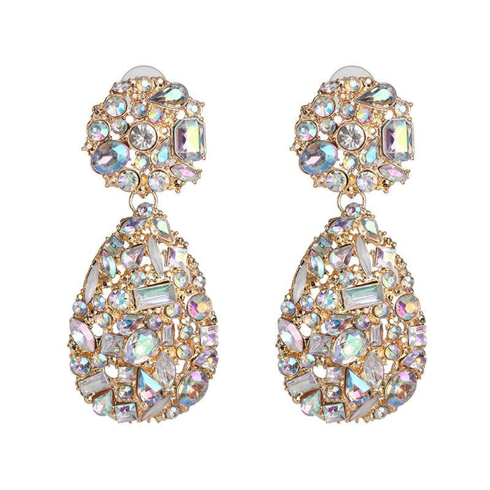 New Personalized Geometric Female Earrings Accessories Inlaid Rhinestone