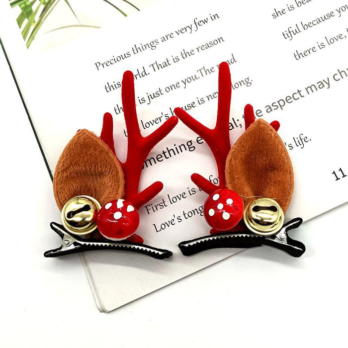 Christmas Antler Hairpin Elk Ear Bell Clip Cute Headwear