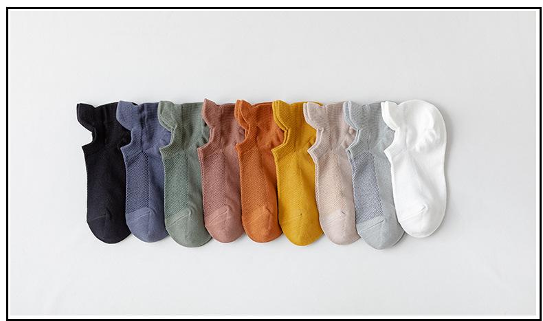 Spring/Summer Solid Color Cotton Socks Breathable Low Boat Socks