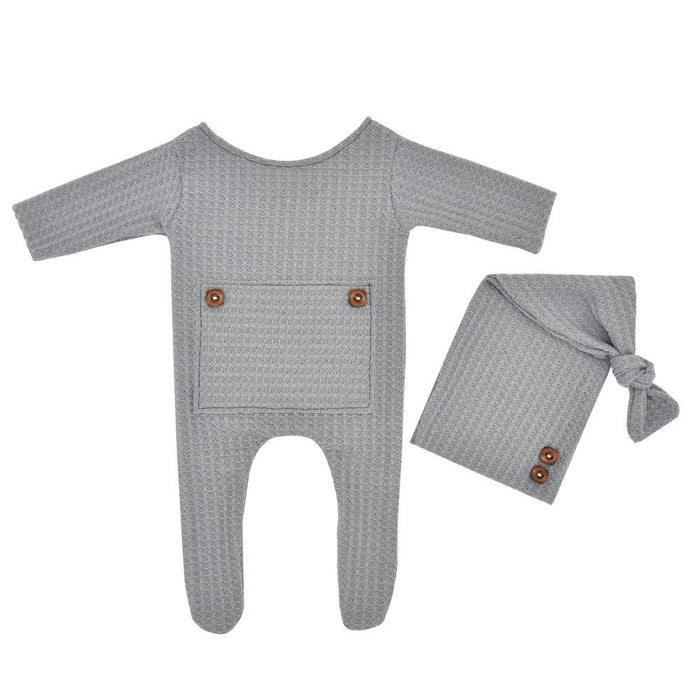 Newborn Photography Knitted One-piece Long Tailed Hat Two-piece Set