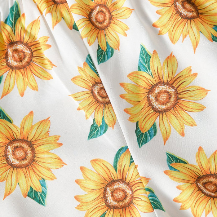 Suspender printed Jumpsuit backless Jumpsuit sunflower sunflower climbing suit
