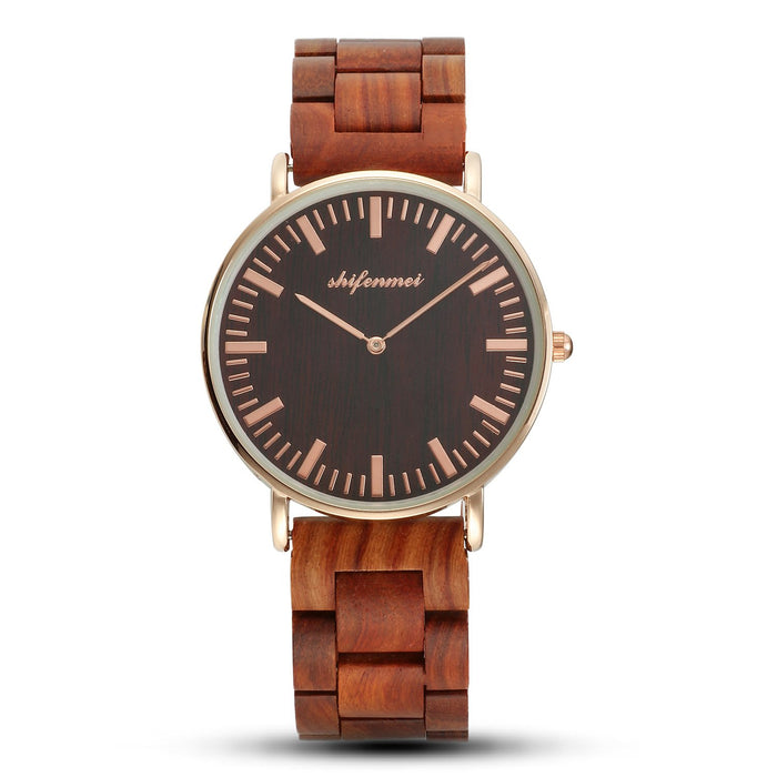 2022 New Men's Wooden Watch Ultra Thin Classic Sandalwood Watch Alloy Watch