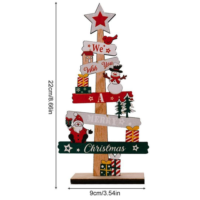 Wooden Desktop Christmas Tree Santa Claus DIY Decoration