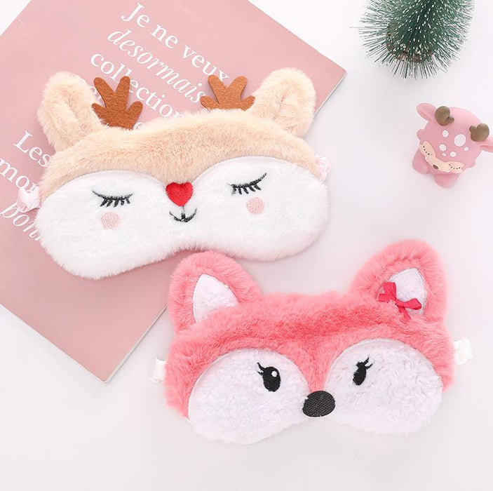 Cartoon Cute Embroidered Elk Fox Shade Blindfold Eye Mask