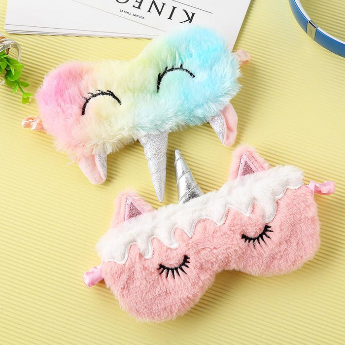 Cartoon Pink Gradient Colorful Unicorn Blindfold Eye Mask