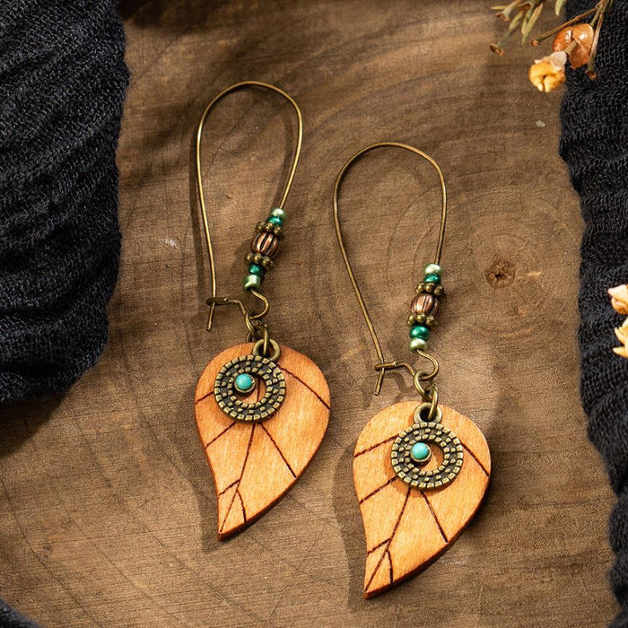 Bohemian Beaded Vintage Wooden Earrings