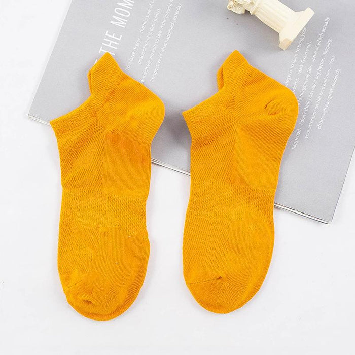 Summer Thin Socks Solid Color Sweat Absorbing Breathable Boat Socks