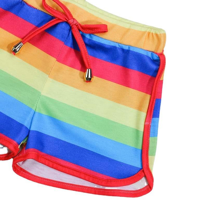 Ice cream short sleeve T-shirt rainbow shorts two piece set