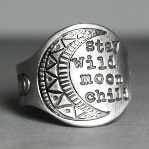 Simple Fashion Retro Carved Moon Pattern Ring