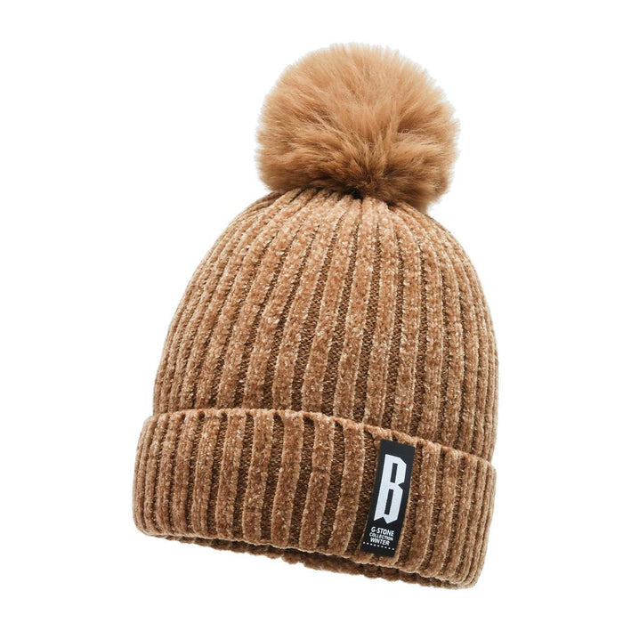 Winter Hats for Woman Thicker Beanies Chenille Ball Knitted Cap