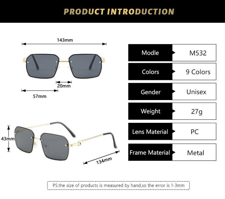 Square small frame Vintage Metal Sunglasses