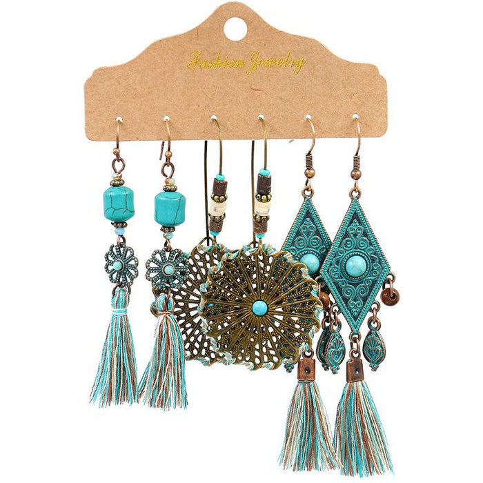3 pairs/set Earrings Bohemian Style Jewelry X0X36216