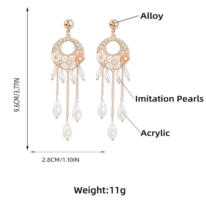 Boho Floral Tassel Drop Earrings