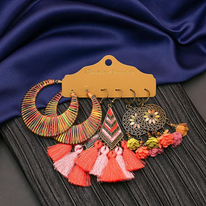 3 pairs/set Earrings Bohemian Style Jewelry X0X36218