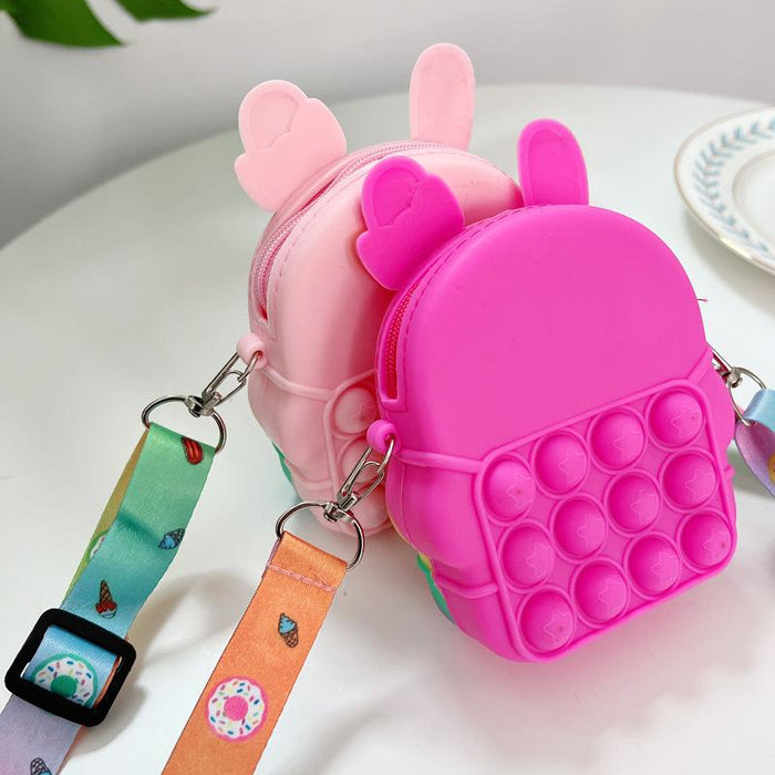 Small bag student with rope silicone toy