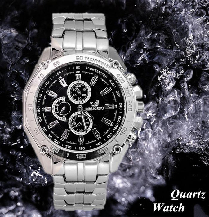 Man Watches Quartz Silver color Stainless Steel Wristwatch