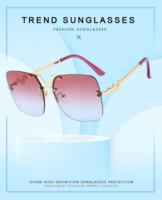 Metal square color large frame sunglasses