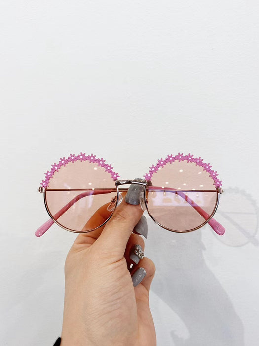 Metallic texture of children's flower Sunglasses