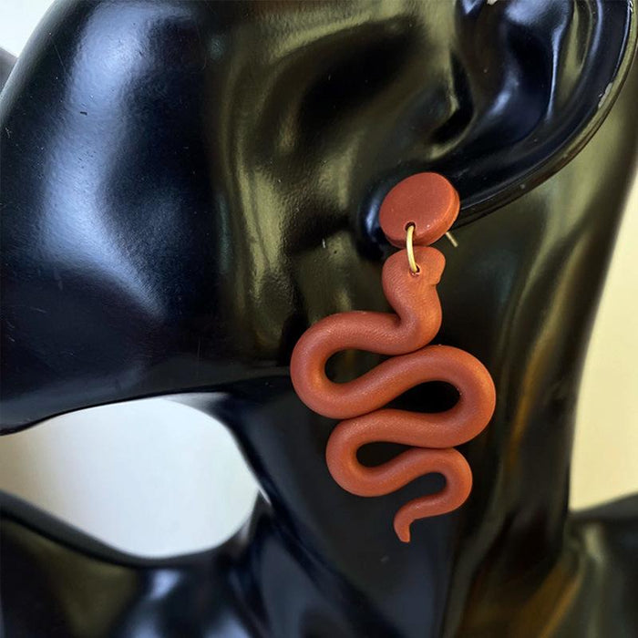 New Snake Shaped Soft Ceramic Snake Shaped Clay Earrings