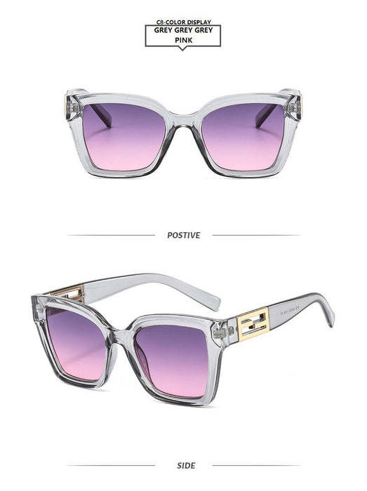Metal square personalized stripe Sunglasses