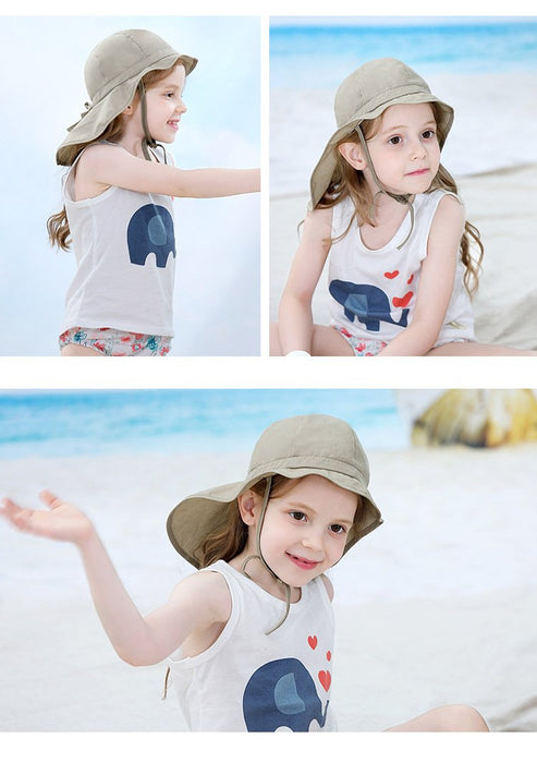 Coffee Ruffled Outdoor Sunscreen Thin Children's Shawl Hat