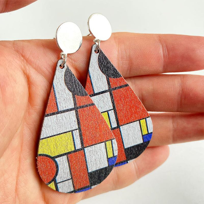 Trendy Simple Bohemian Drop Shape Wooden Earrings