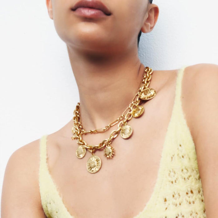 Retro Sunflower Double Layered Necklace