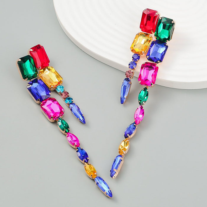 Women's Fashion Pendant Multicolor Rhinestone Earrings