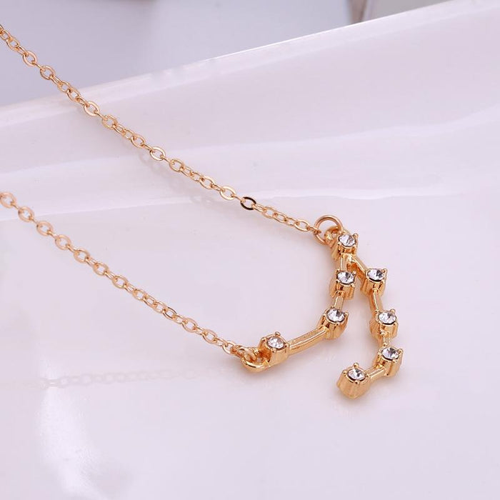 Twelve Constellations Diamond Inlaid Card Clavicle Chain