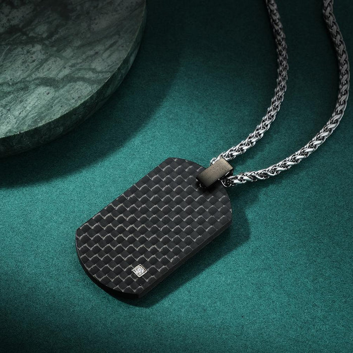 Solid Pure Carbon Stainless Steel Hangtag Retro Necklace