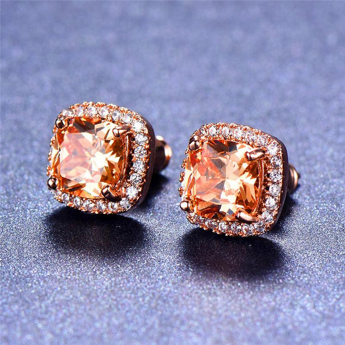 Yellow Pink Zircon Earrings Fashion Wedding Jewelry