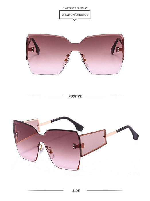 Large frame frameless one-piece men's and women's Sunglasses