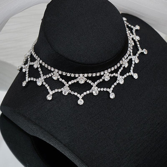 New Exaggerated Design Rhinestone Mesh Women's Necklace Accessories