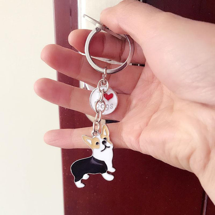 Multicolor Pet Dog Painted Zinc Alloy Keychain