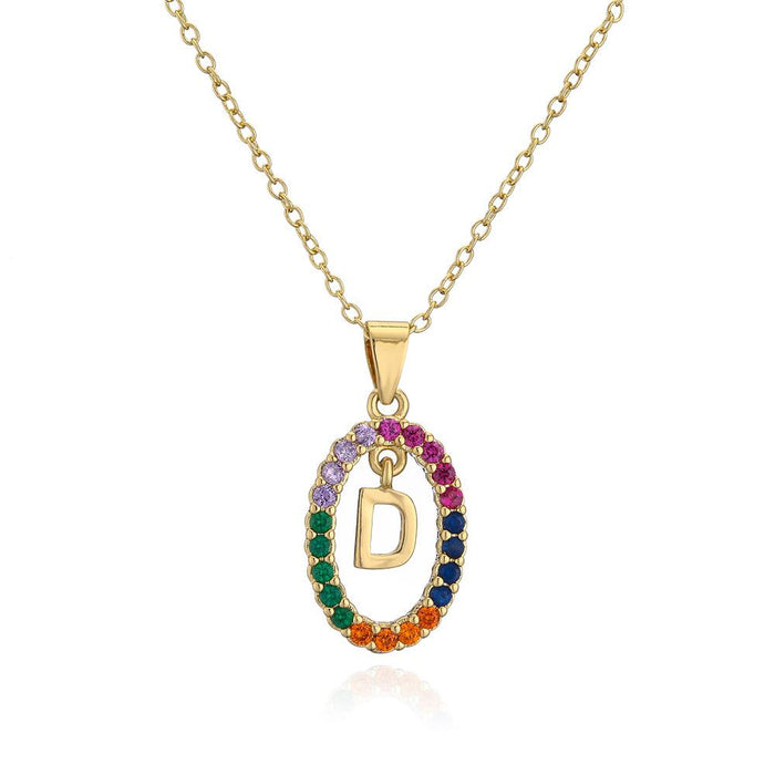Ins Small Fresh 26 English Letter Zircon Pendant Necklace