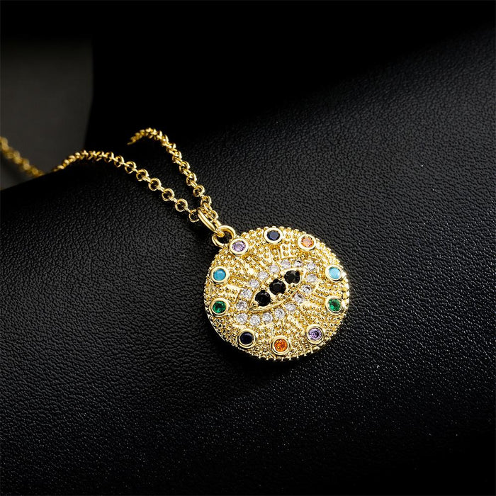 New Fashion Eye Pendant Gold Color Zircon Necklace