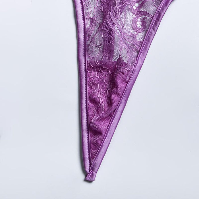 Women Lace Mesh Hollow Lingerie Sexy Push Up Underwear Set