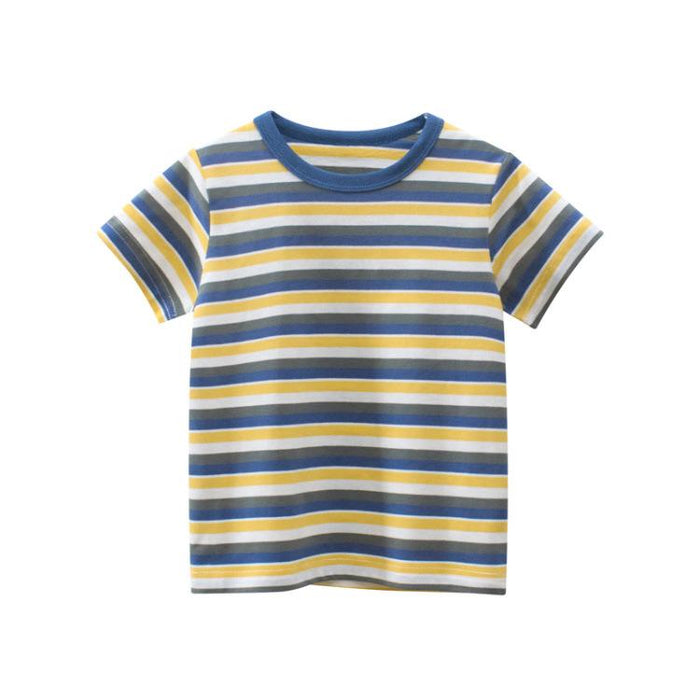 Children's short sleeved T-shirt half sleeved striped top