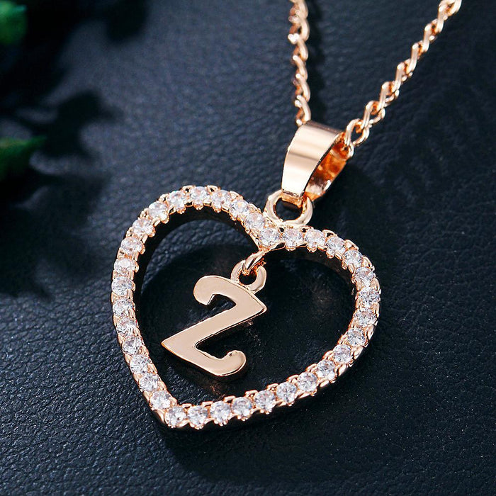 Womens Initials Heart Pendant 26 Letters Necklace