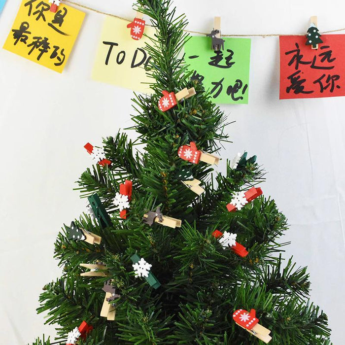 20Pcs/Lot Christmas Tree Elk Goves Wood Clips