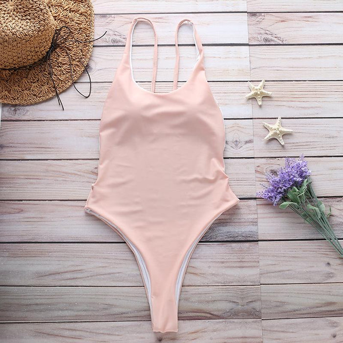 Sexy Simple Solid Color One-piece Bikini Swimsuit